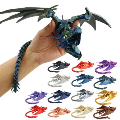 3D Printed Articulated Dragon with Wings Fidget Dragon Toy with Flexible Jaw Winged Dragon Desktop Pet for Home Office Decor Stress Relief