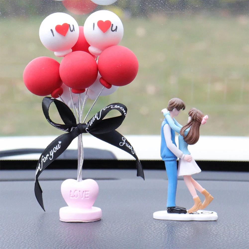 2Pcs Car Dashboard Doll Creative Couple Crystal Balloon House Ornament Decoration Auto Interior Accessories for Gift Girl Women