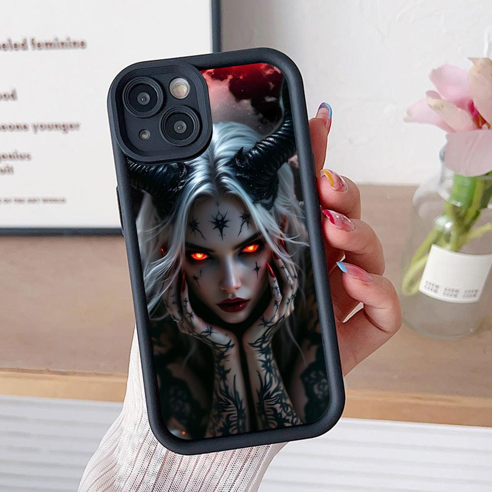 

Dark Goddess Lilith Phone Case for iPhone 17 16 15 14 13 12 11 Air Pro Max Plus Black Soft TPU Shockproof Cover iPhone 15 Plus