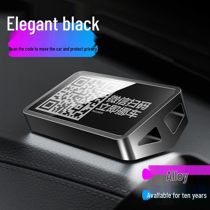 Velká slitinová dočasná parkovací karta s ukrytým QR kódem pro skenování WeChat a zobrazení telefonního čísla