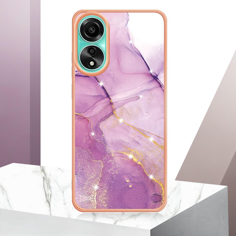 For Oppo A78 4G TPU Case with IMD Marble Pattern Electroplated Back Cover