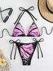 Butterfly Print Deep V Backless Bikini