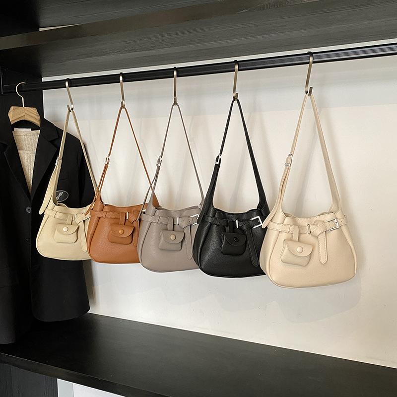 Premium trendy lychee pattern retro messenger bag women's 2025 spring new fashion niche shoulder tote bag