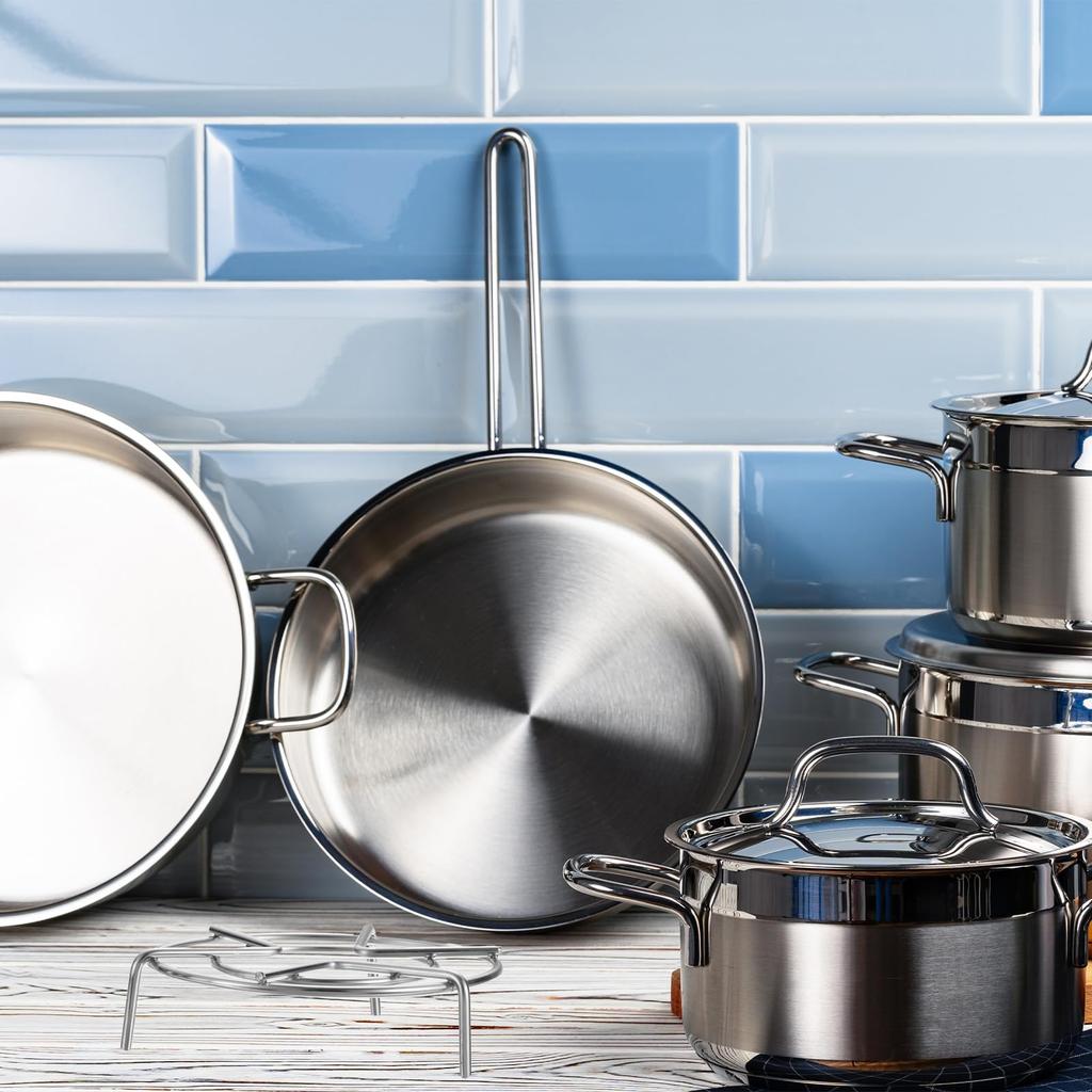 Uxcell Set of 2 6.3" Diameter Stainless Steel Trivet Steamer Racks for Pots, Electric Pressure Cookers, and Frying Pans, Silver (1.2"/2.8" Height)