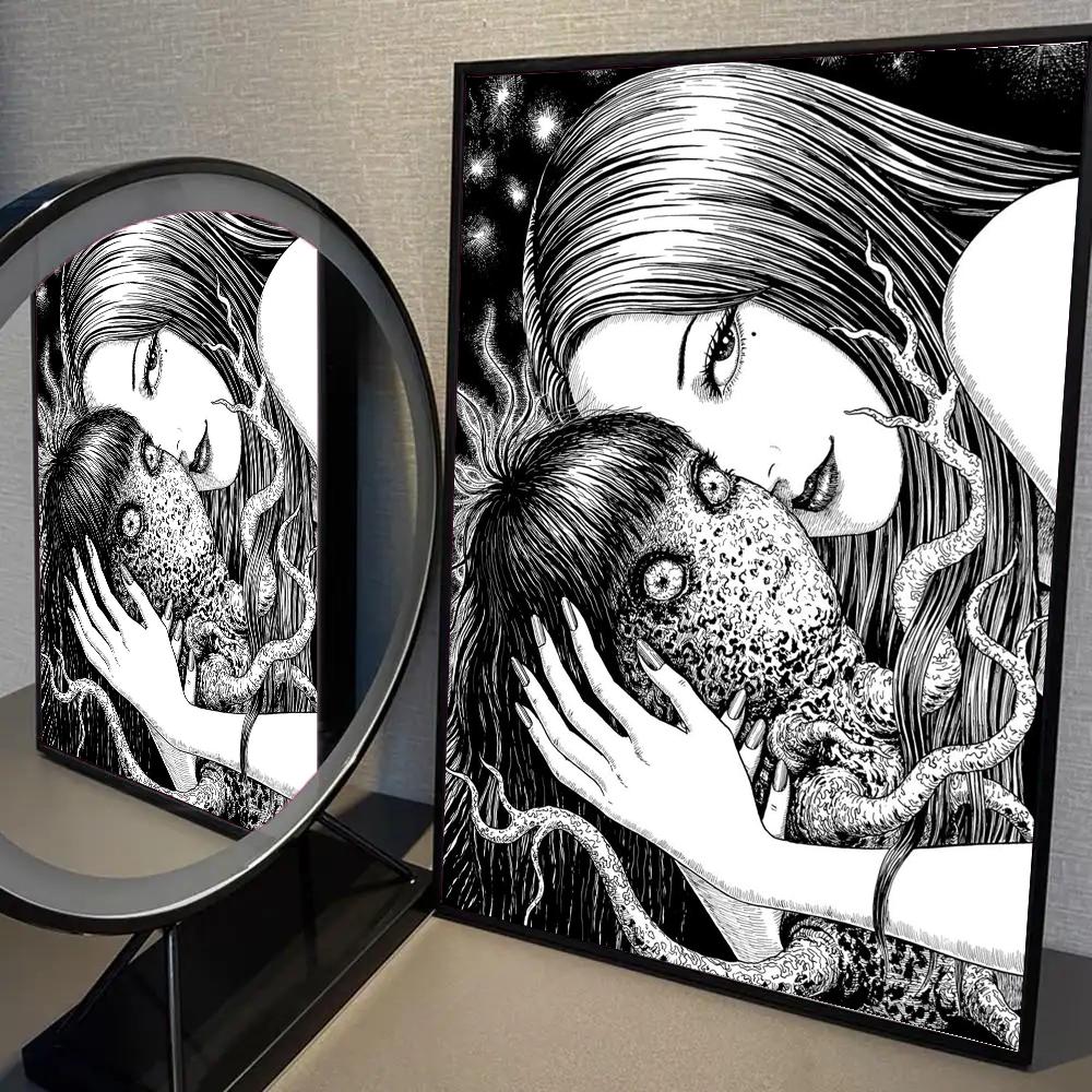 1 szt. Japoński Horrorowy Komiks z lat 80. Tomie Figurka Plakat Samoprzylepna Sztuka Wodoodporny Papier Naklejka Dekoracja Ściany