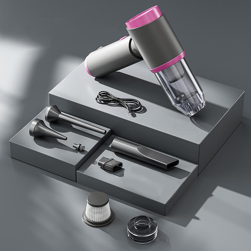 Wireless vacuum cleaner, portable multi-function car and home dual-use USB rechargeable cordless vacuum cleaner розовый