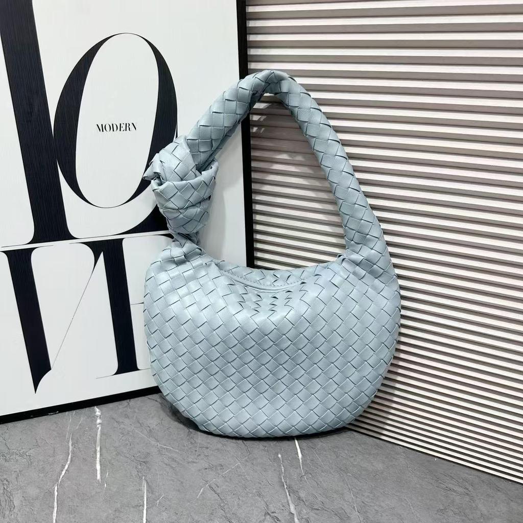 Handmade Woven Croissant Bag - Knotted Single Shoulder Underarm Tote