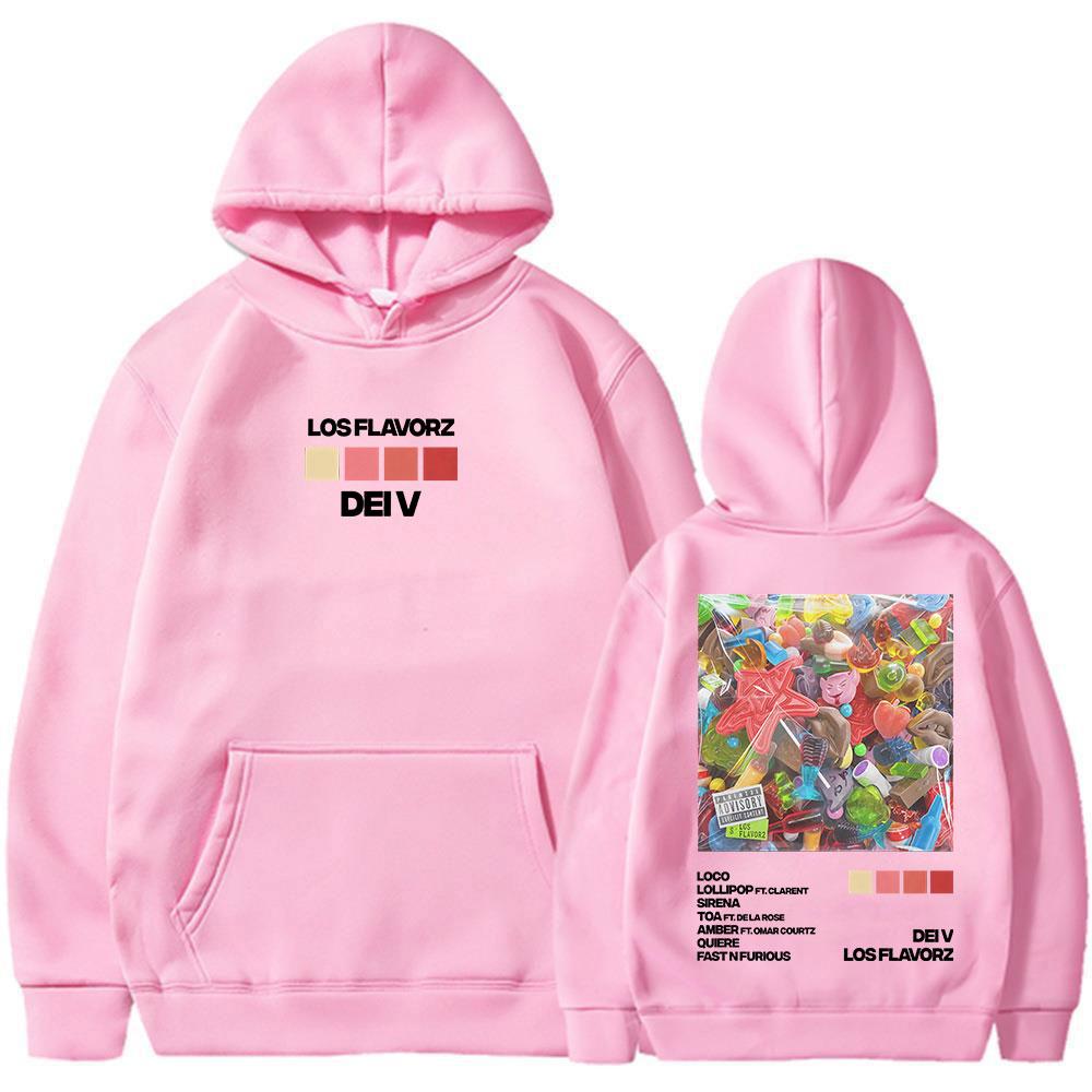Rapper Dei V LOS FLAVORZ 2025 Album Grafik Hoodies Herren Damen Kleidung Hip Hop Pop Musik Langarm Sweatshirt Komfort Pullover