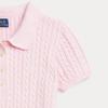 Polo Ralph Lauren Dress Ss24 Logo Embroidered Ribbed Solid Short Sleeve Kids Dress Light-Pink CWPODRSG3D20797-650