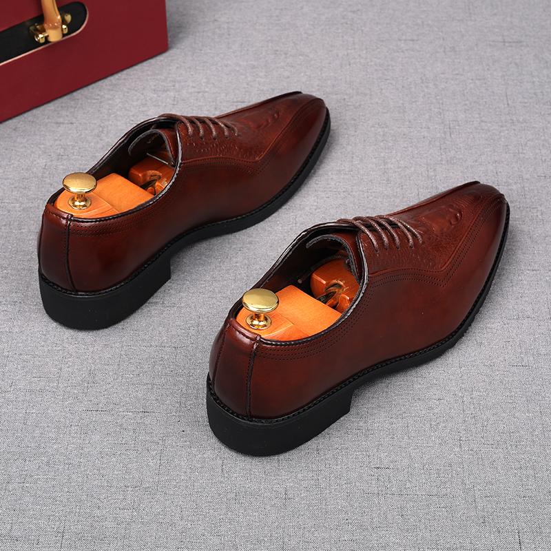 Fashion Fashion Men's Black Pointed Lace Up Patent Leather Oxfords Flats Casual Shoes Male Homecoming Wedding Dress Zapatillas Hombre