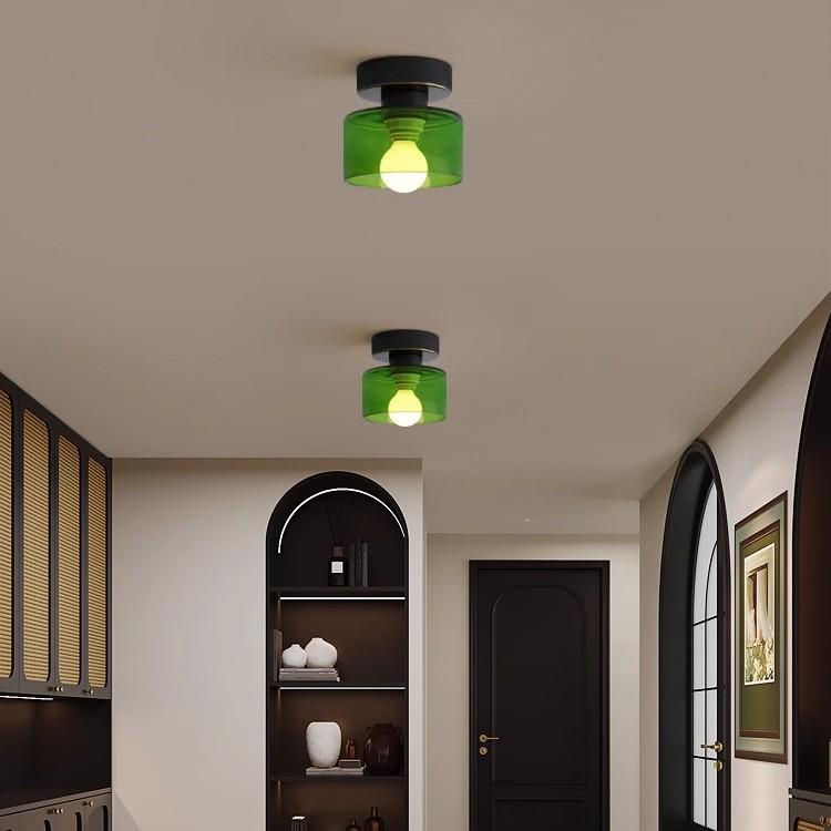 American-Style Stained Glass Ceiling Light for Balcony or Entryway