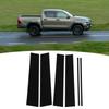 6 Peças Moldura de Acabamento da Coluna B da Porta Preto Brilhante Protetor de Coluna de Janela de PC para Hilux 2015 a 2023