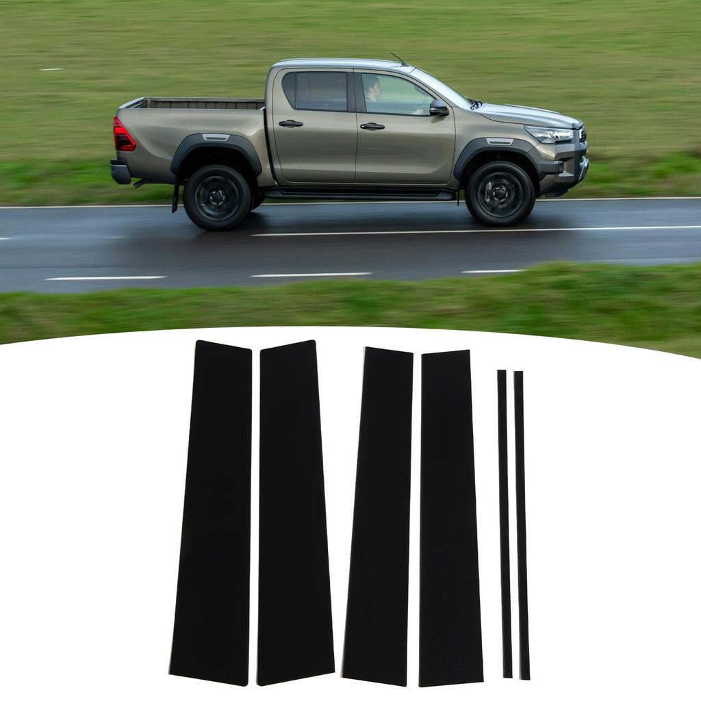 6 Peças Moldura de Acabamento da Coluna B da Porta Preto Brilhante Protetor de Coluna de Janela de PC para Hilux 2015 a 2023