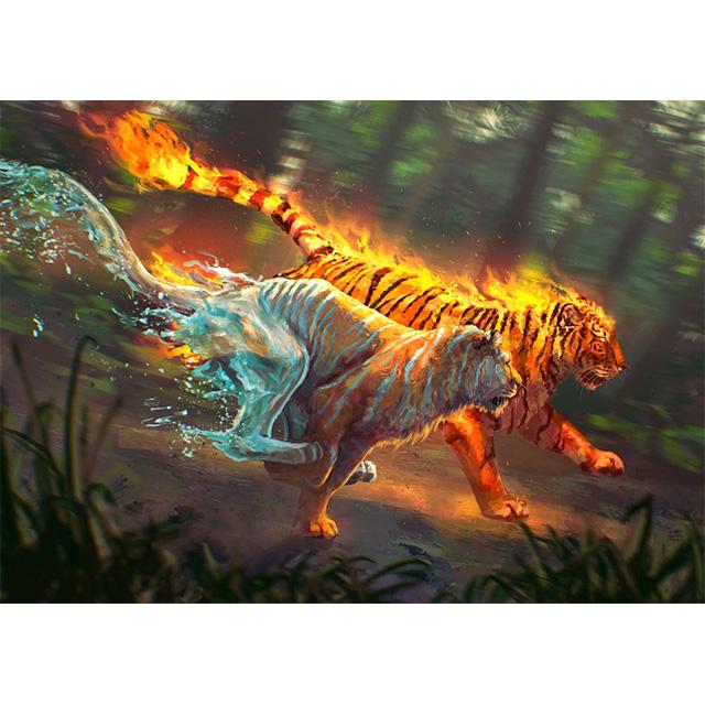 Fantasy Animals Water Fire Elemental Fusion Prints Poster Canvas Painting Modern Wall Art Picture Living Room Bedroom Home Decor
