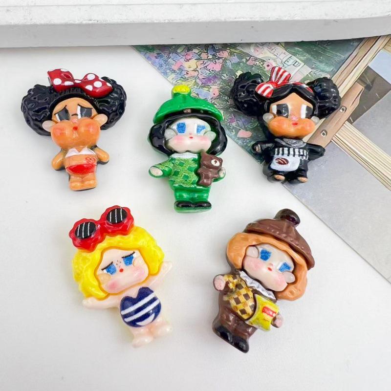 Cartoon Clown Doll Resin Accessories: Cute Handmade Ornaments for Hair Clips, Refrigerator Magnets, and Phone Cases