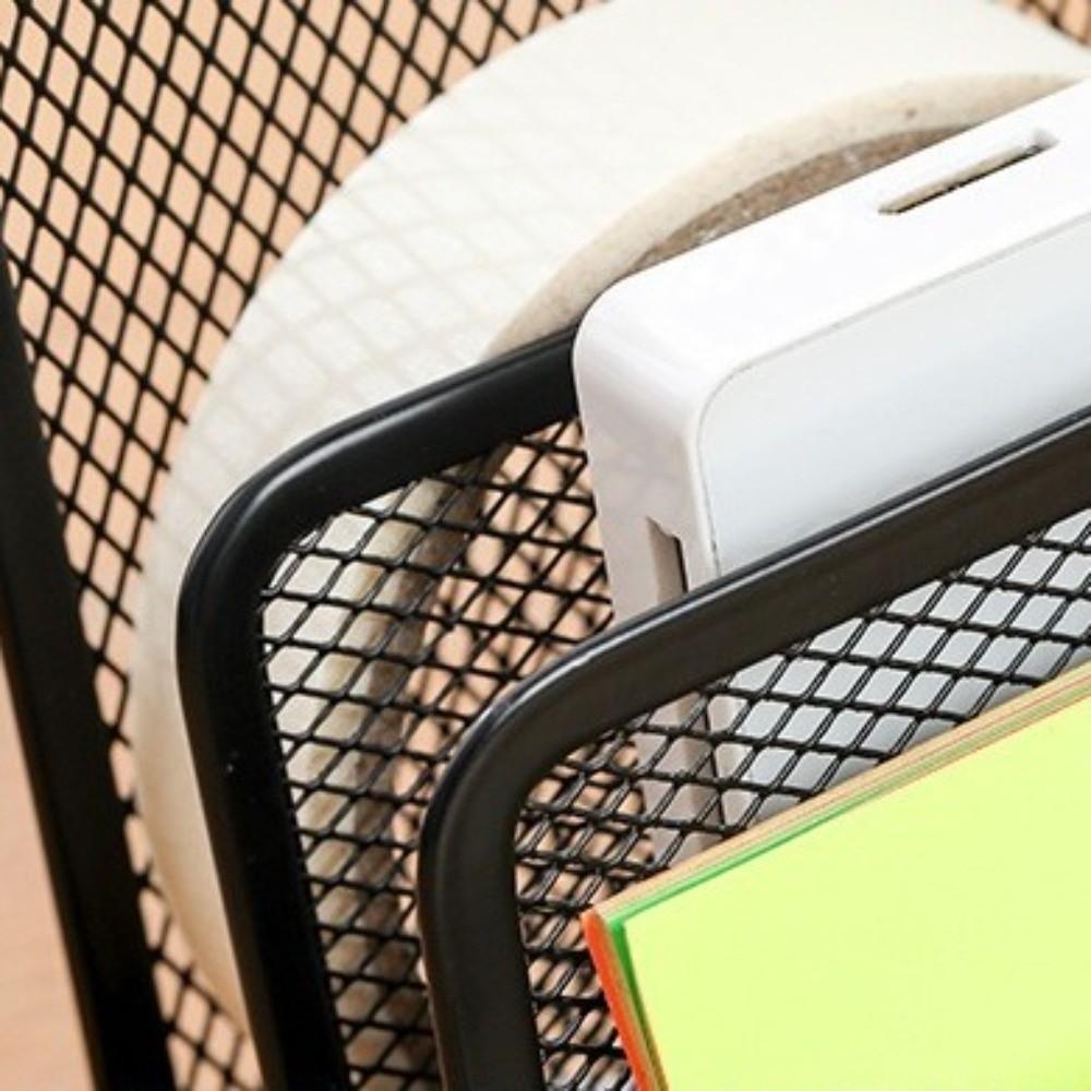 Metal Mesh Pen Holder 2/3 Grids Desk Organizer Holder Creative Metal Storage Box  Pencil