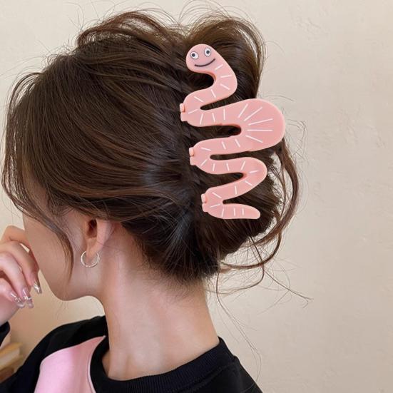 Hair Claw Pink Plastic Smile Face Hairpin Snake Shape Anti-slip Teeth Back Head Shark Hair Clip Hair Accessory