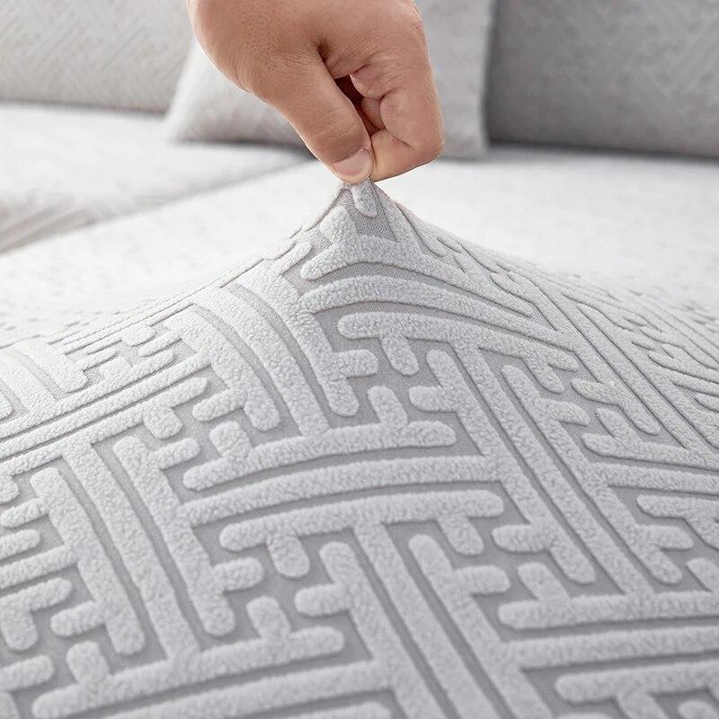 Capa de almofada de sofá de pelúcia jacquard grossa chalse capa de almofada de encosto longo protetor elástico para capa de sofá de 1/2/3/4 lugares