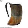 Vibes Horn Mug Tankard Special Edition - Hand Engraved Viking Original Horn Mug Cup for Mead, Ale and Beer - Original Medieval Mug (Pattern 1, 600 ML)