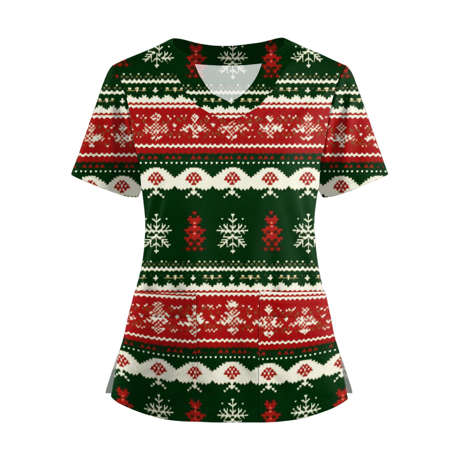 

Женская футболка с коротким рукавом, рождественским принтом, V-образным вырезом, на пуговицах сбоку и разрезом M