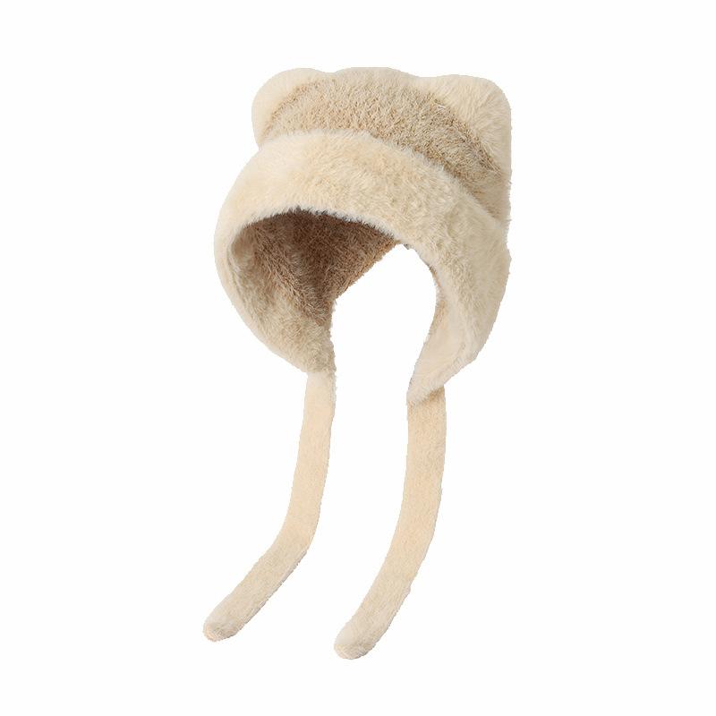 Hats for Women Cute Ear Plush Hats for Winter Girls Cute Sweet Knitted Wool Hat Thickened Warm Ear Protection Hat