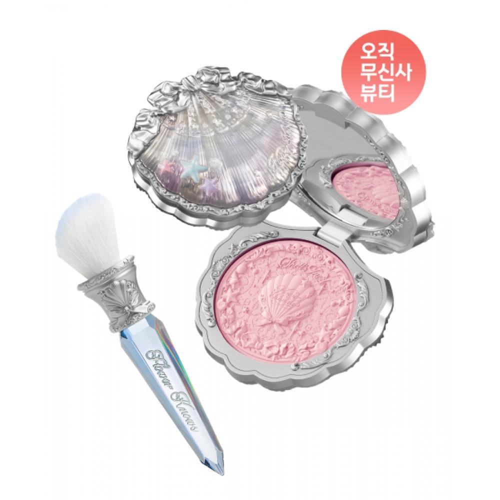 Flowerknows Shell Jewel Collection Silk Satin Blush + Angled Blush Brush 05 strawberry bubble/crystal pink