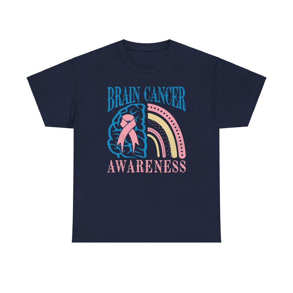 Brain Cancer Awareness T Shirt Pink Ribbon Cancer Awareness Support Unisex Top S