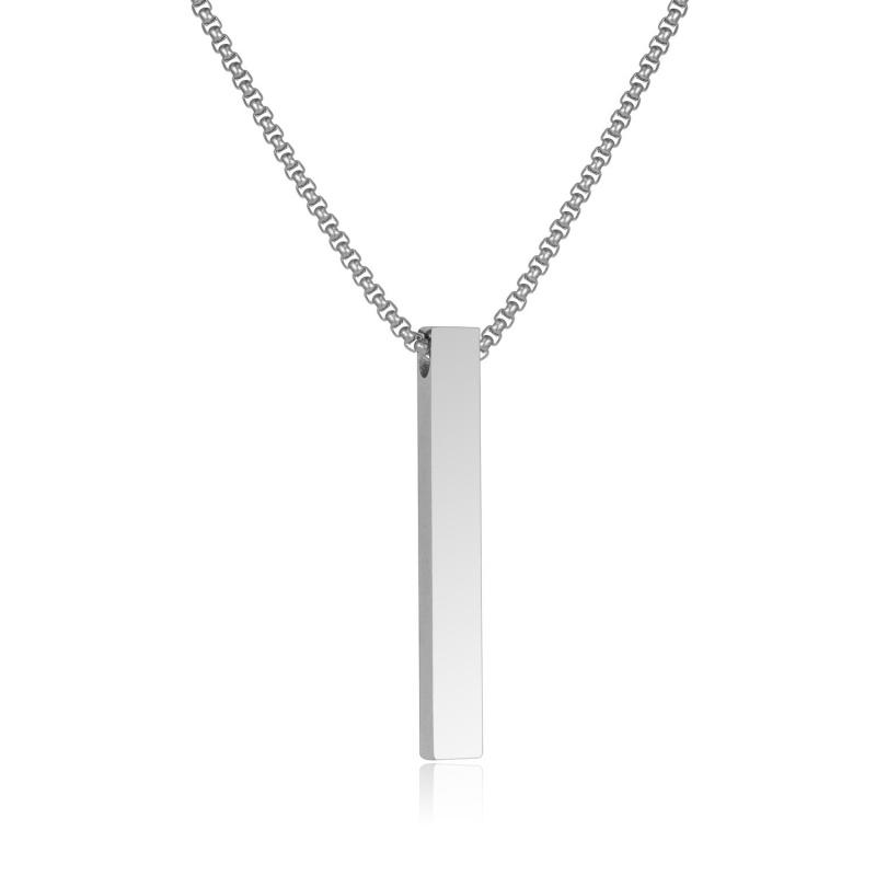 Simple Blank Copper Wishing Bar Pendant Necklace Charm Men Women Waterproof Dangle Vertical Cuboid Stick Zircon Gift