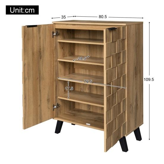 Sideboard, Modern Shoe Cabinet with 5 Compartments, Dimensions 80.5 X 35 X 109.5 Cm, Adjustable Shelves