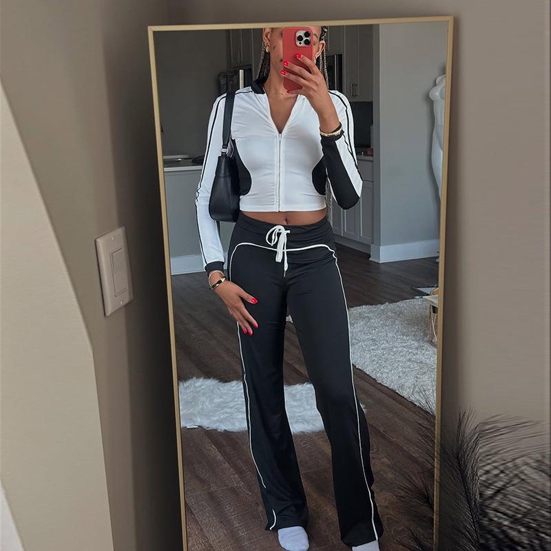 European Style Slimming Sportswear Set: Stand Collar Slim Fit Top & Shorts 2025