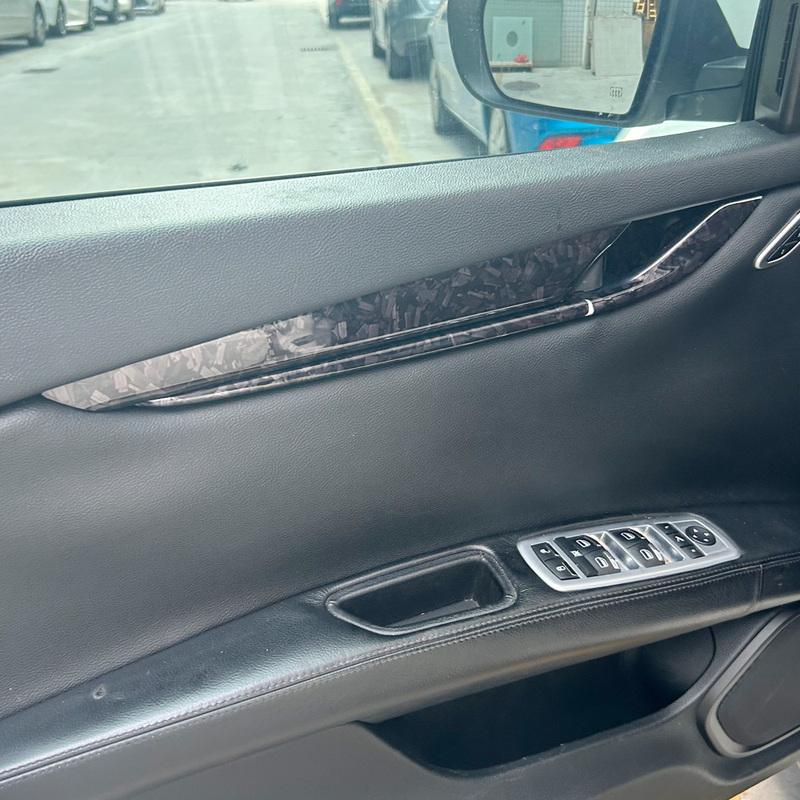 For Maserati Ghibli 2014-24 Interior Central Control Panel Door Handle Forged CarbonFiber Sticker Decals Car Styling Accessories