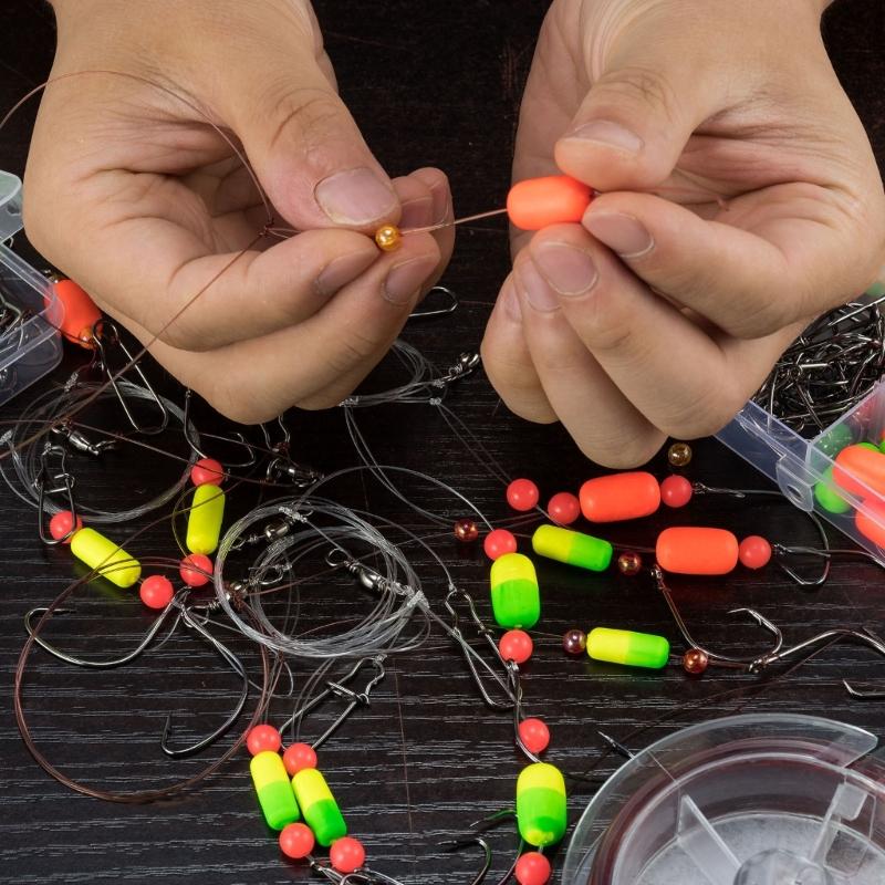 Professional Fishing Accessories Set Durability Metal Hook Floats Swivels Portables Case Included