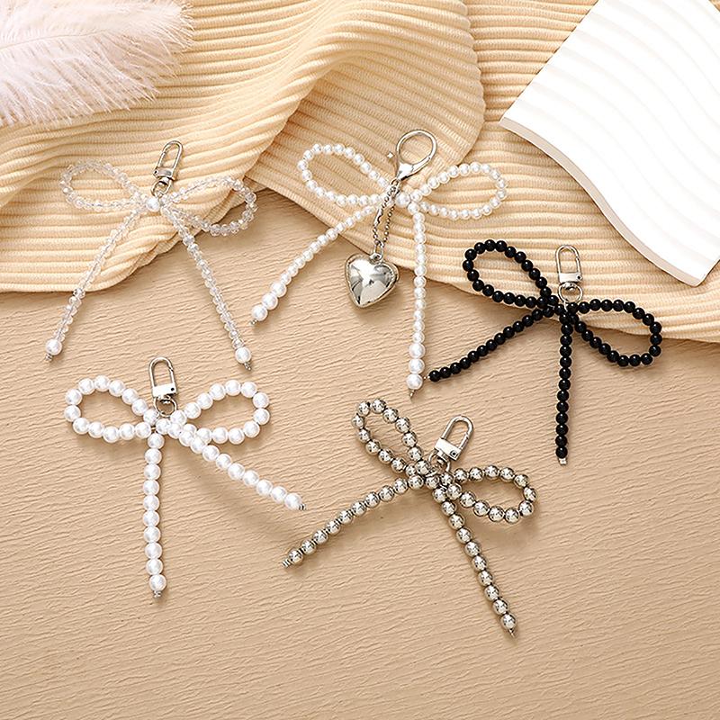 1Pc Camera Bag Key Chain Jewelry Gift Decoration Korean Cute Bow Pearl Phone Pendant Chain Charm Strap Phone Accessories