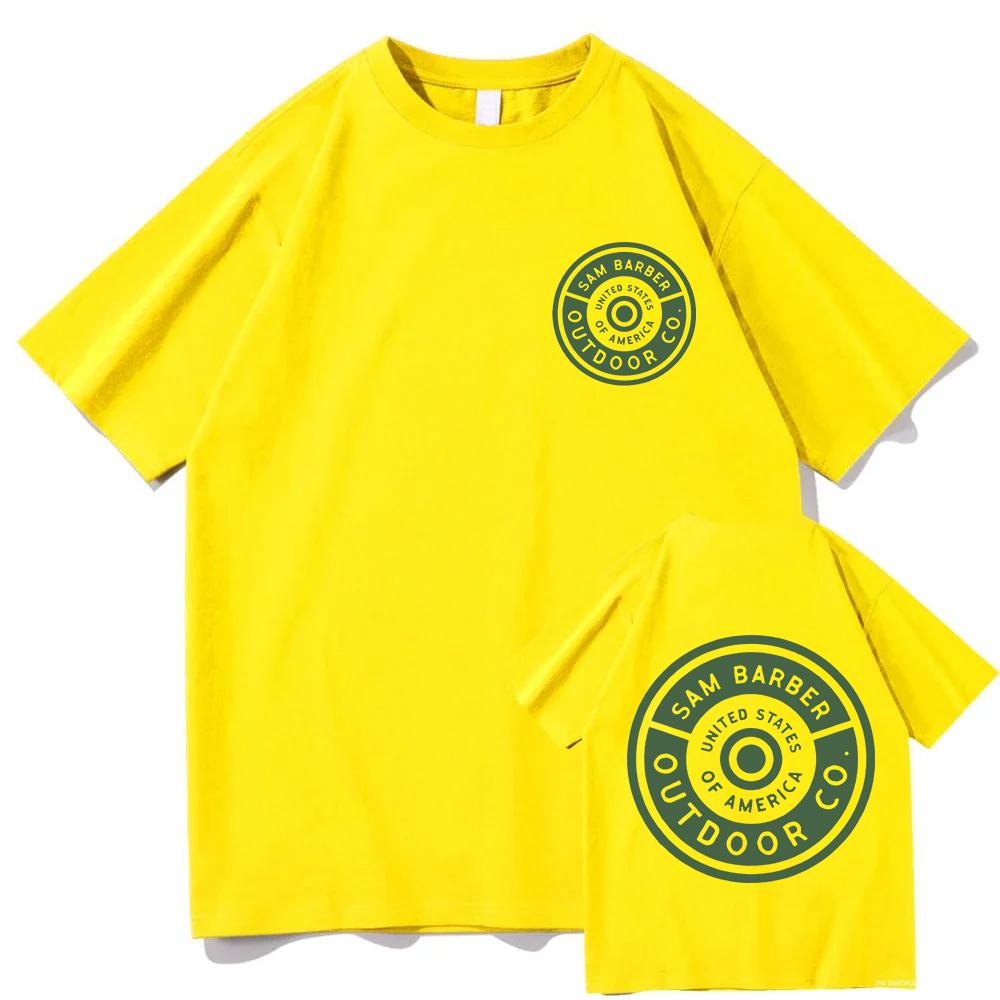 

SAM BARBER OUTDOOR Tshirts Fashion Men/Women Cotton Summer Round Neck T-shirt Camisas Casual High Quality Male Tee-shirt Unisex 4XL