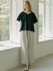 AVANT-G Striped Banding Wide Pants - Cream