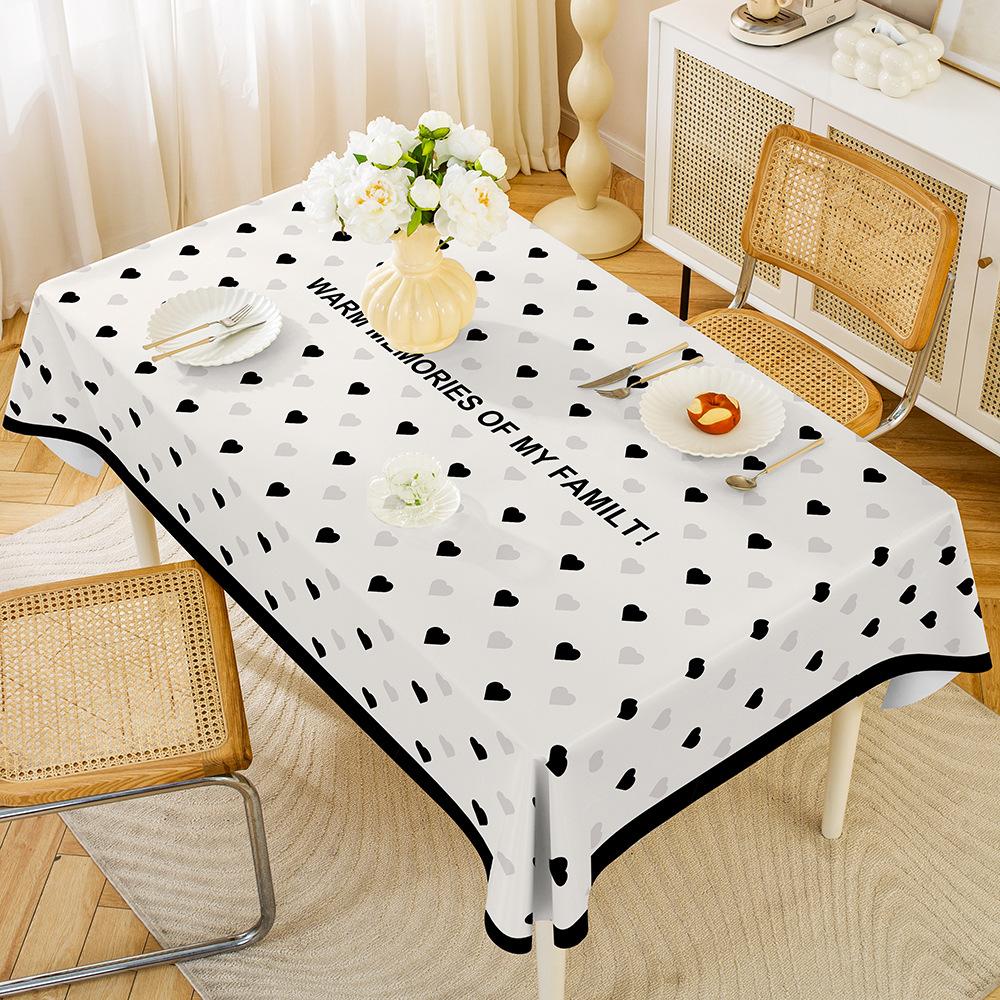 1PC Modern Simple PVC Dining Table Cloth Waterproof Oil-proof Anti-scalding Leave-in Table Cloth Non-slip Thermal Insulation
