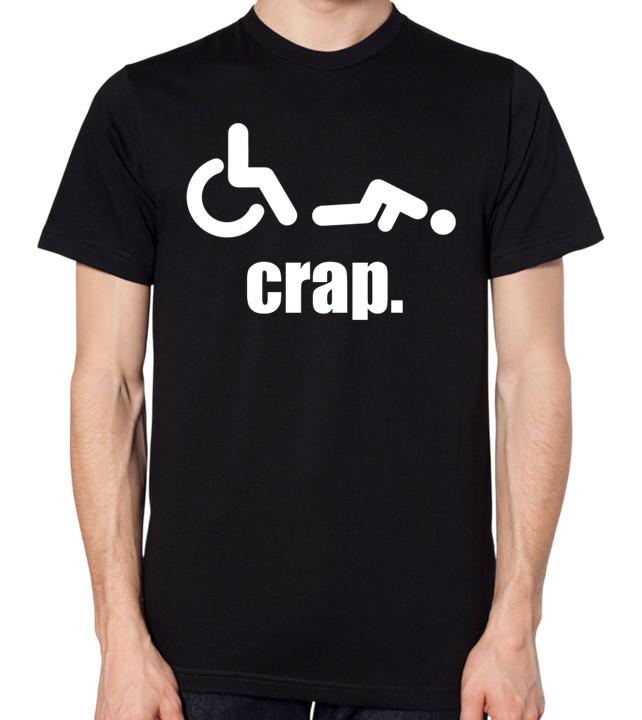 Oh Crap! T-Shirt Wheelchair Disabled Fall Funny Iconic Men Women Unisex Top XL