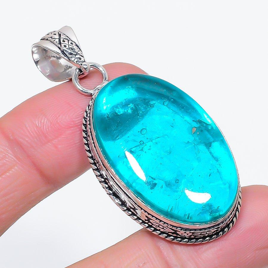 Natural Green Triplet Opal 925 Sterling Silver Jewelry Pendant 2.17" p2t30