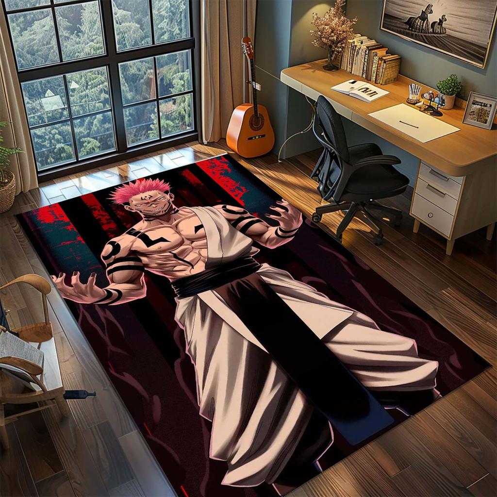 Tappeto Anime Jujutsu Kaisen Tappeto Grande Tappeto per Grandi Aree Tappetino Antiscivolo Lavabile Tappeto per Stanza Gamer Camera da Letto Decorazione per la Casa -QJY