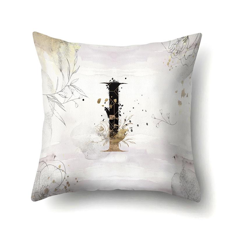 Polyester Pillow Case Car Ink and Ancient Style Home 26 English Letters Printed Sofa Pillow Case