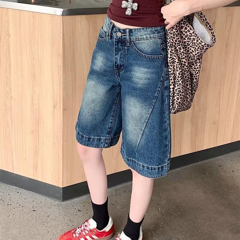 Women's Retro High-Waist Slimming Straight-Leg Jeans - Summer Korean Five-Point Pants Fashion Trend