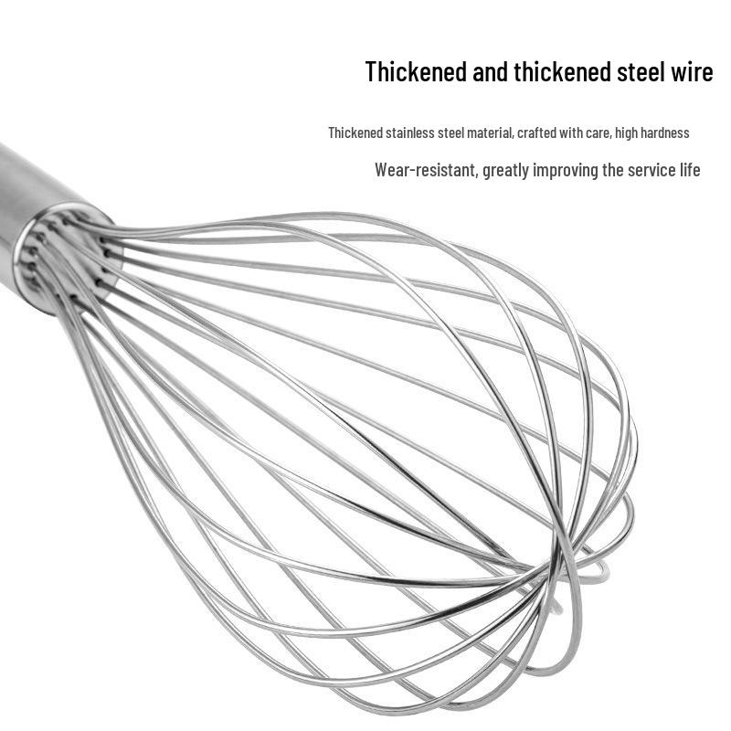 Stainless Steel Whisk with Thick Wire & Large Handle - Manual Cream Mixer & Egg Beater (10", 12", 14", 16")