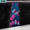 2er-Pack hochwertige Schmetterlingsblumen Auto-Türsäulen-Aufkleber selbstklebend wasserdicht Vinyl halb-matt B-Säulen Schutzfolie