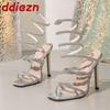 Fashion Fashion Ankle Wrap Women Super High Heels Pumps Shoes Luxury Rhinestones Bling Ladies Heels Shoes Female Slides Sandals
