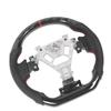 Hydro Dip Carbon Fiber Look Steering Wheel Perforated Leather Flat Steering Wheel For 350z 2003‑2008 Red Stitching