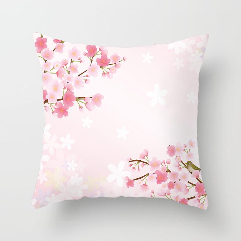 Peach Leather Velvet Fresh Pink Flower Pillowcase Home Sofa Pillow Cushion Cover Core-free