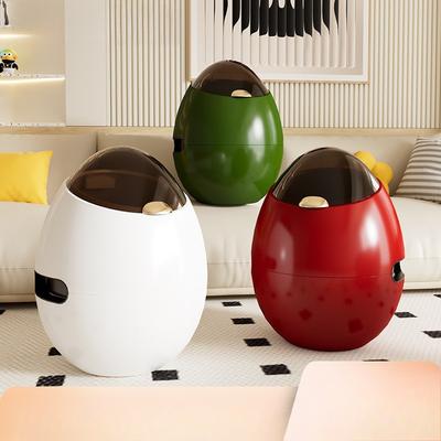 Eierförmiger Mülleimer mit zwei Fächern, verdickt, für Zuhause, Wohnzimmer, Schlafzimmer, Luxuriöser Minimalistischer Abfalleimer