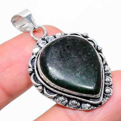 Pendente in Argento Sterling 925 con Pietra Preziosa Labradorite Verde Naturale 1,69" d7r60