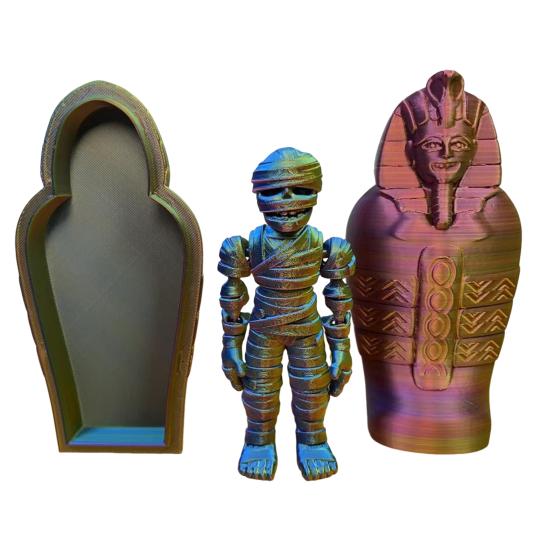 3D Printed Pharaoh Mummy Figurine Movable Joints Mummy Statue Articulated Sculpture Model Toy Home Office Desktop Decoration Ornament