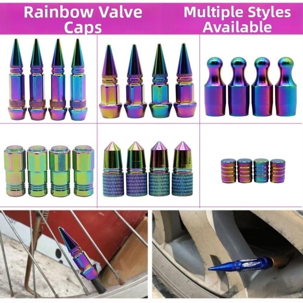 4pcs Anti Rust Anodized Tire Valve Caps Motorcycle Electric Vehicle Valve Core  for Car SUV Truck